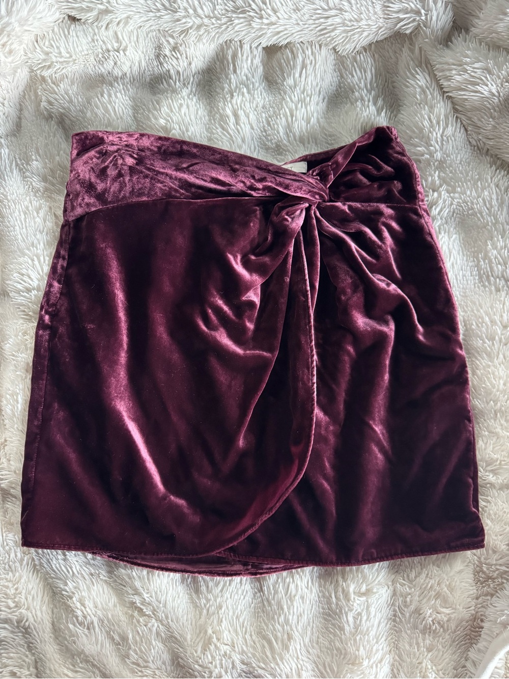 LOFT Velvet Twist-Front Mini Skirt - Burgundy Plum